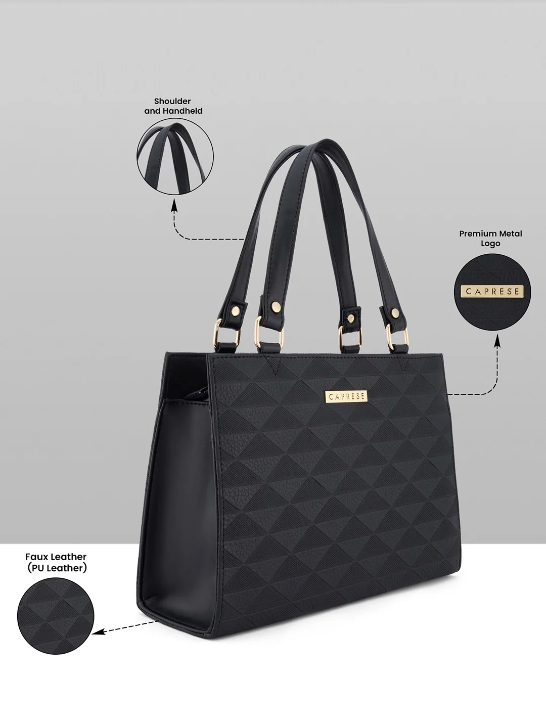 Caprese Trianna Medium Black Satchel Bag - Image 15