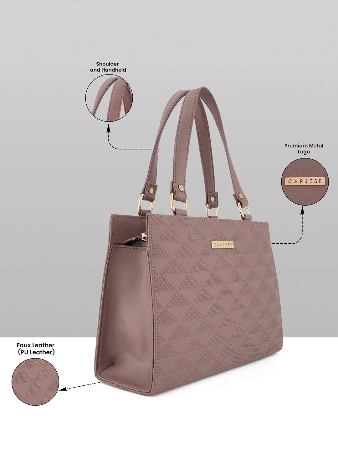 Caprese Trianna Medium Dark Beige Satchel Bag - Image 15