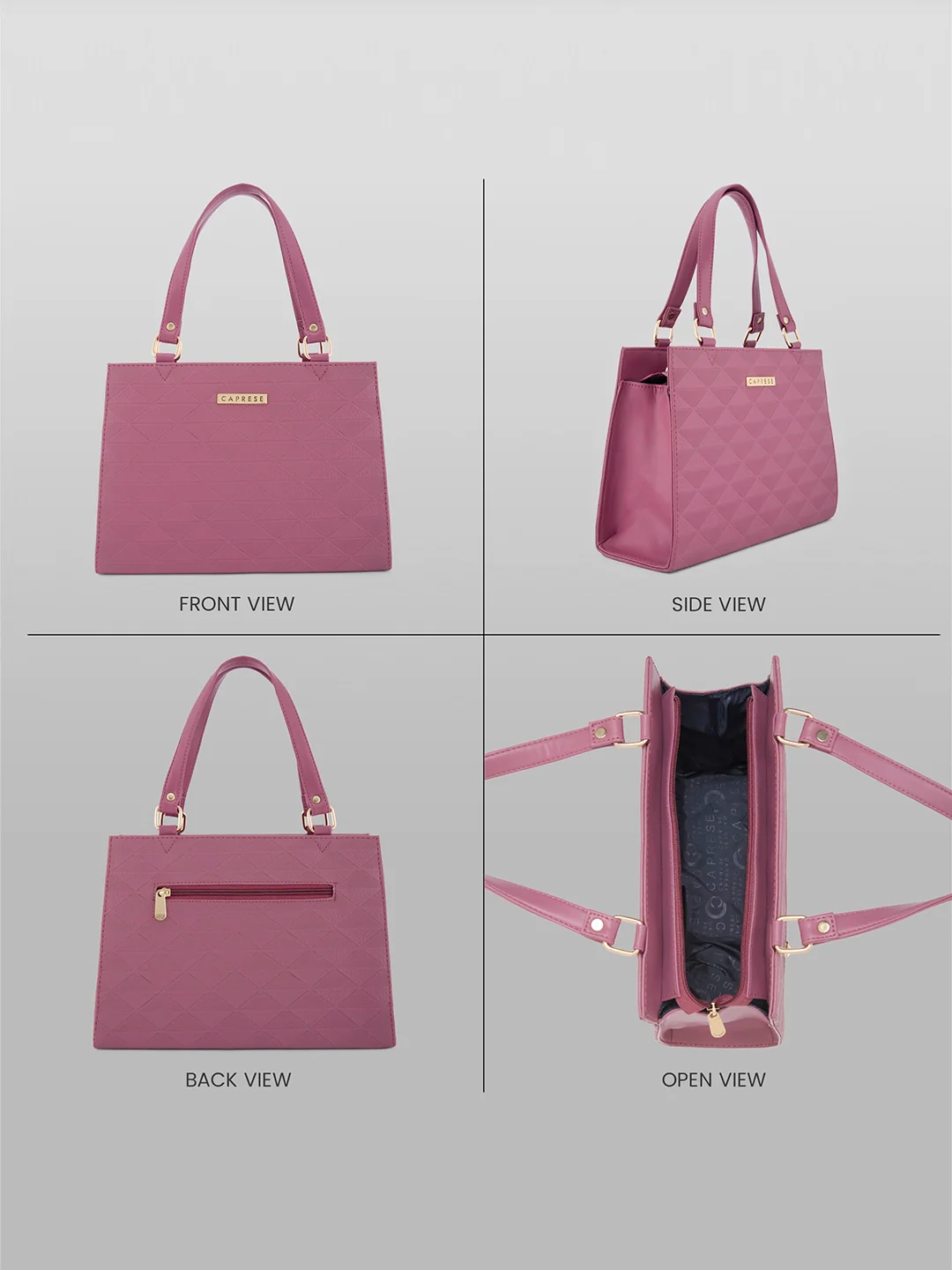 Caprese Trianna Medium Dark Pink Satchel Bag - Image 3