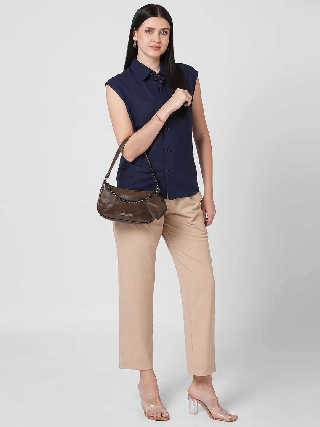 Caprese Trina Medium Chocolate Brown Baguette Bag - Image 9