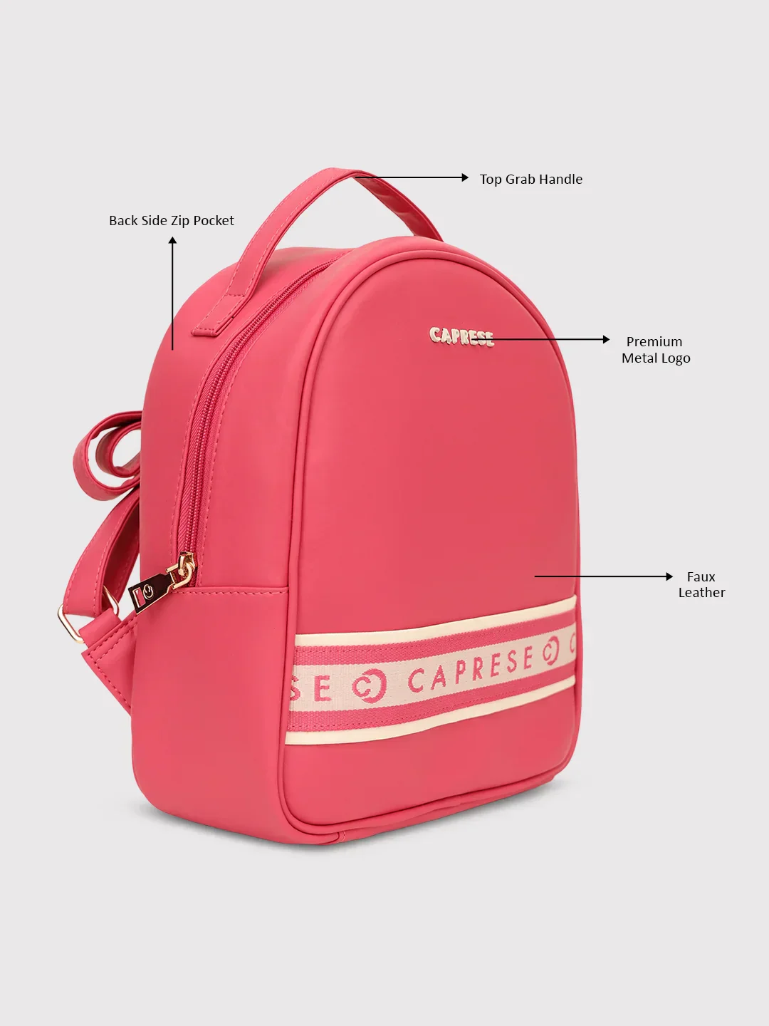 Caprese Trinity Medium Fuchsia Backpack - Image 9