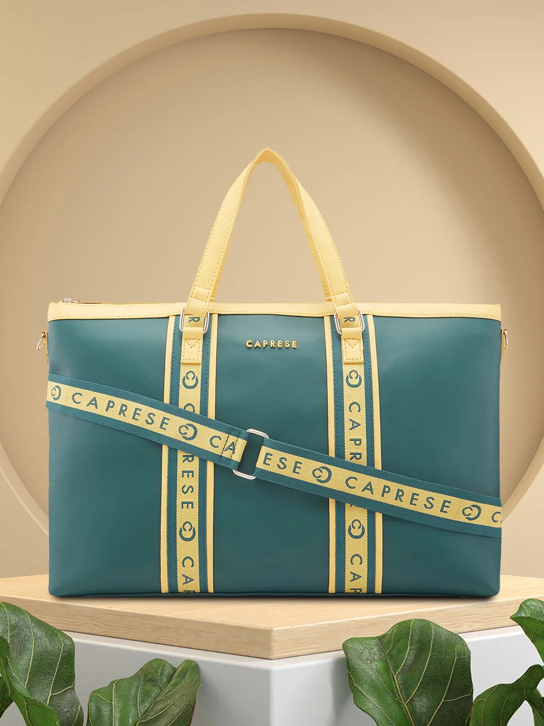 Caprese Trinity Large Dark Green Laptop Bag - Image 5