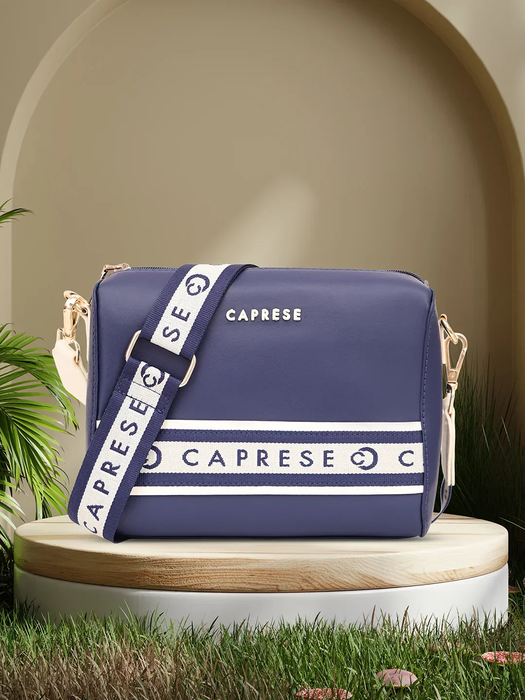 Caprese Trinity Medium Navy Sling Bag - Image 2