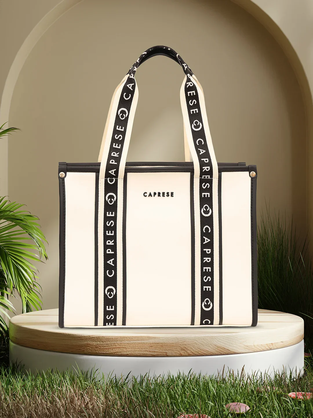 Caprese Trinity Medium Cream Tote Bag - Image 11