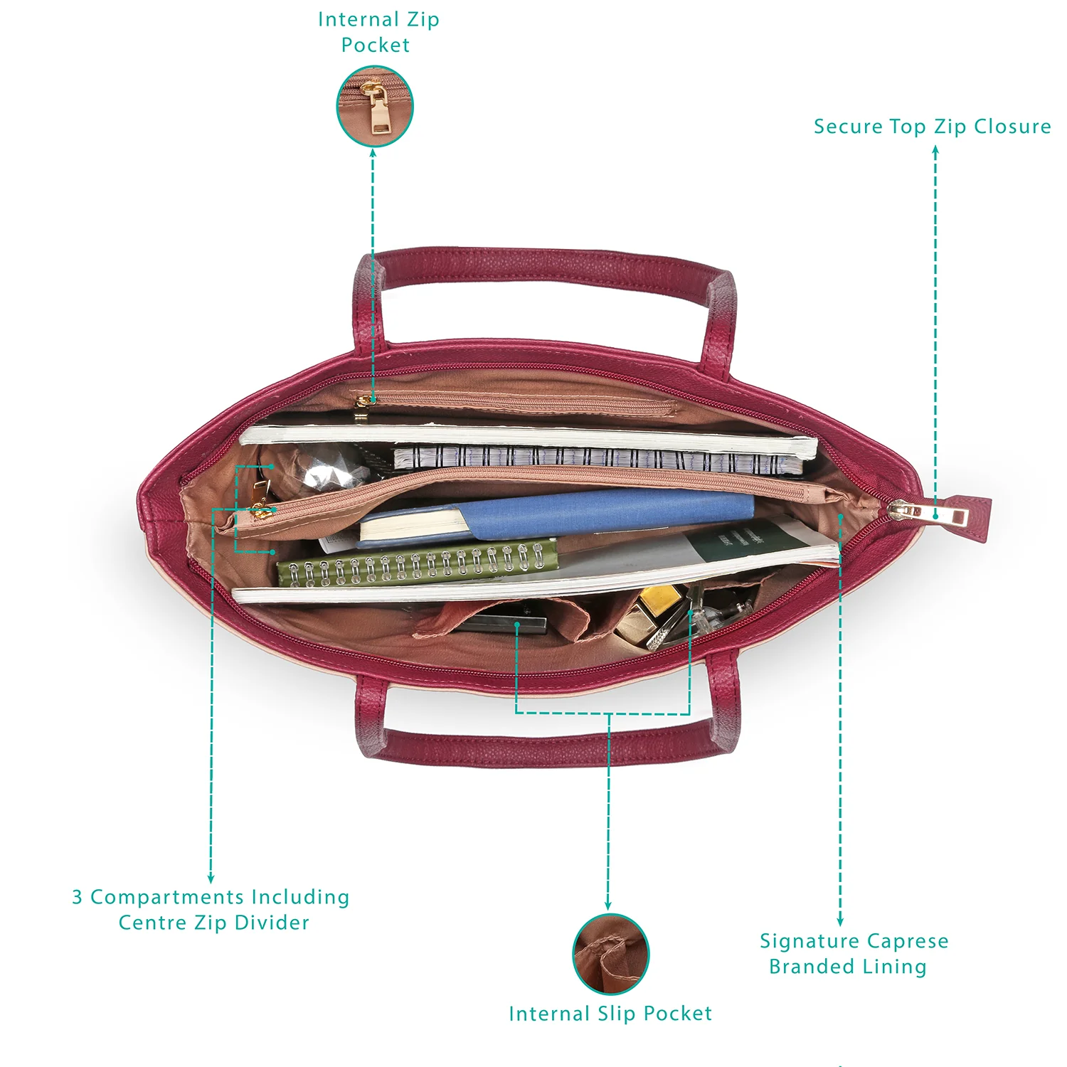 Caprese Tryst Large Red Satchel Bag - Image 5