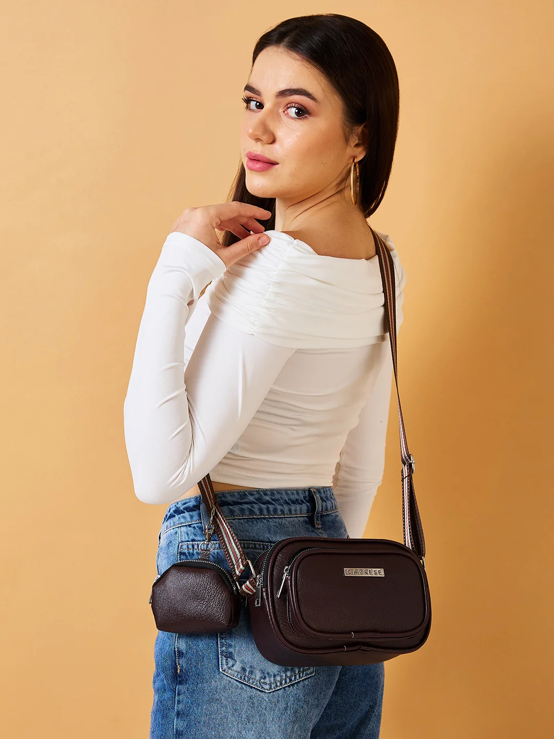 Caprese Tyko Medium Black Sling Bag - Image 9