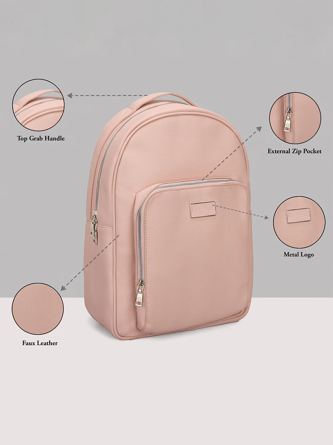 Caprese Uranus Large Powder Pink
 Backpack - Image 14