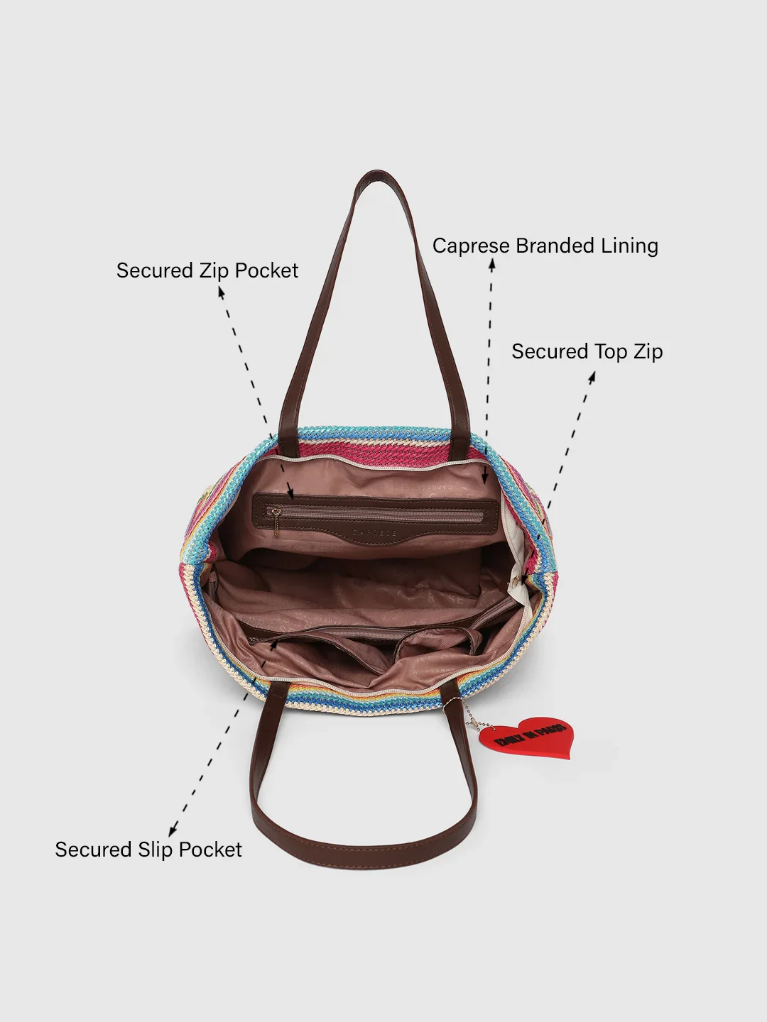 Caprese Vandee Medium Pink Tote Bag - Image 8