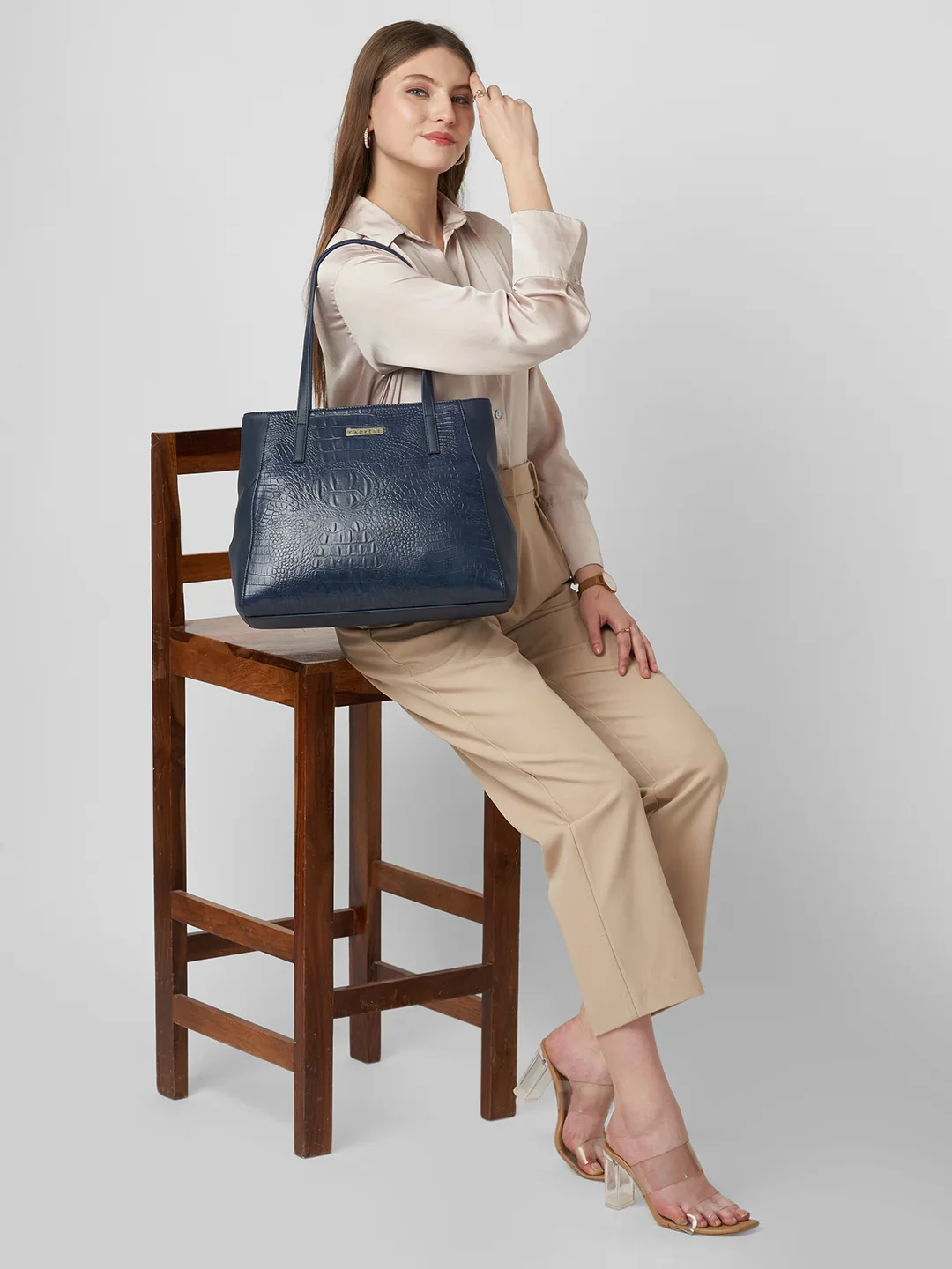 Caprese  Vani Large Navy Blue Satchel Bag - Image 10
