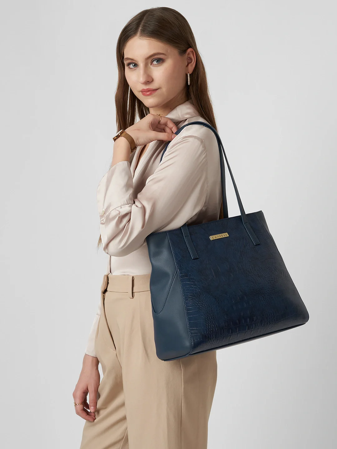 Caprese  Vani Large Navy Blue Satchel Bag - Image 2