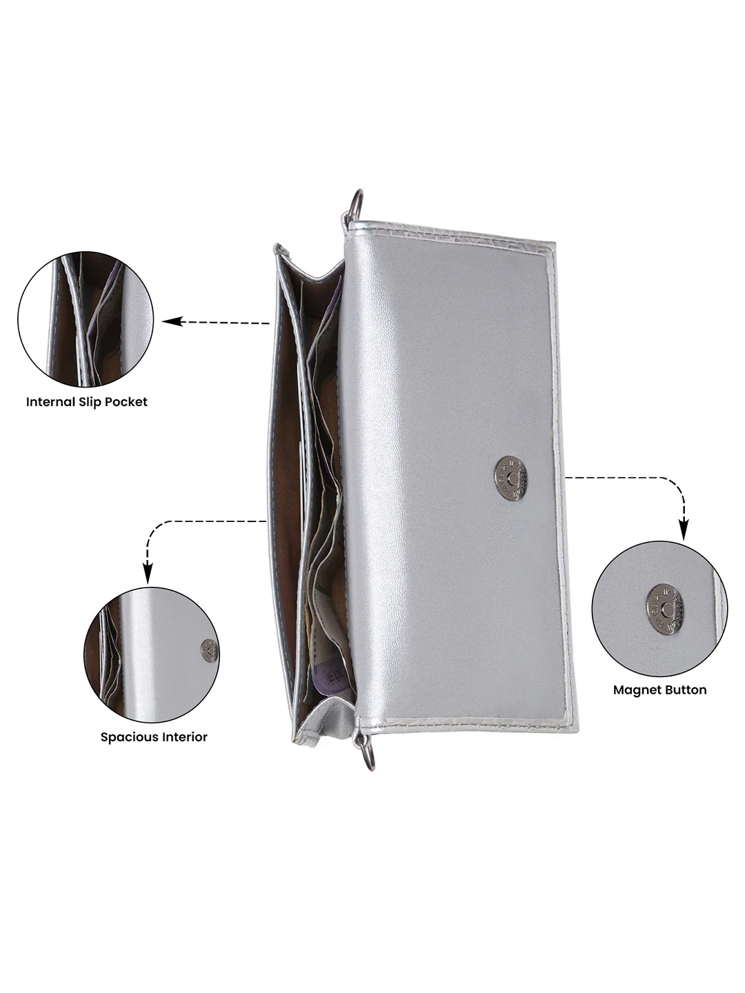 Caprese Vega Small Silver Sling Bag - Image 6