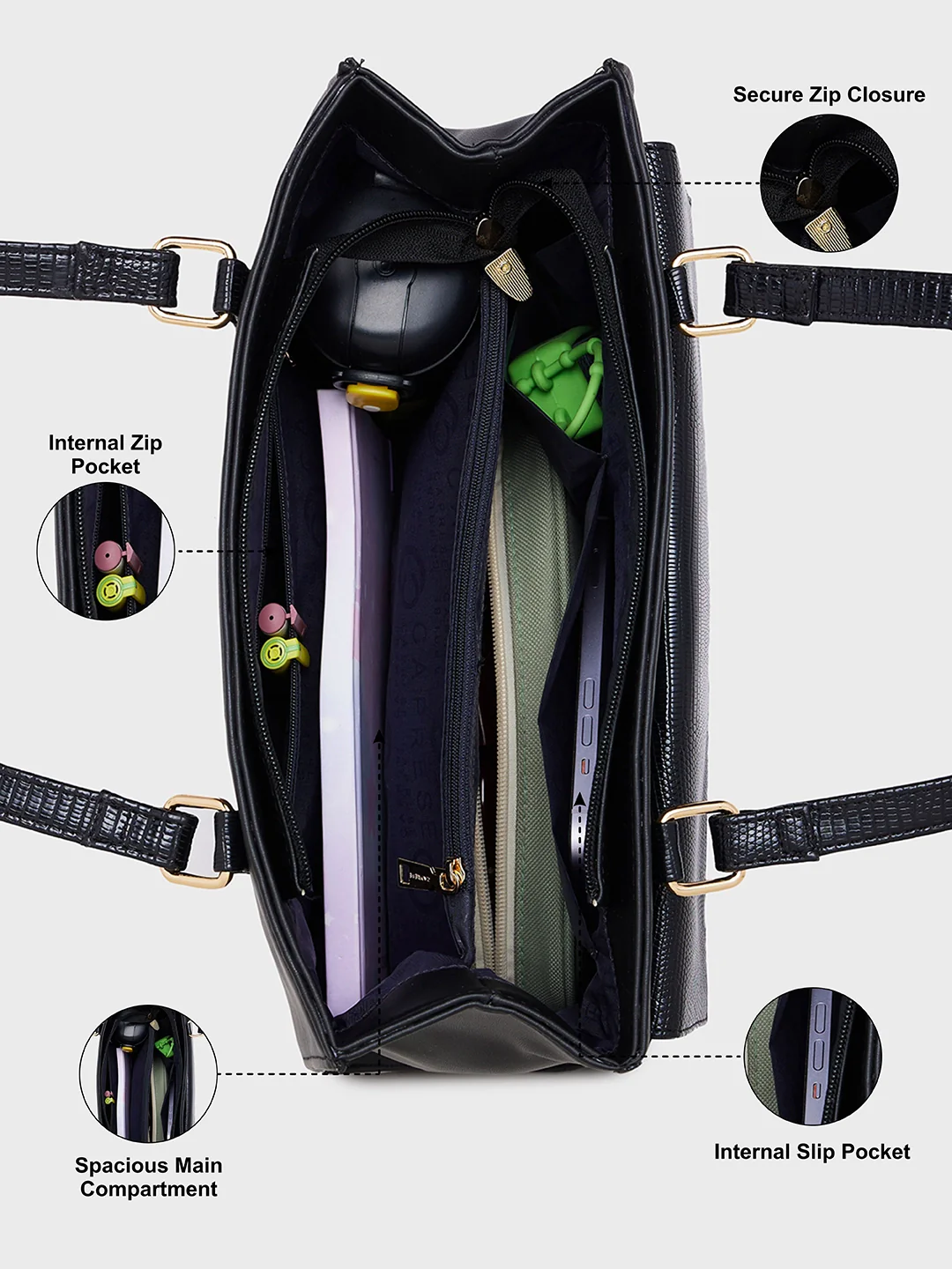 Caprese Verona Medium Black Tote Bag - Image 4