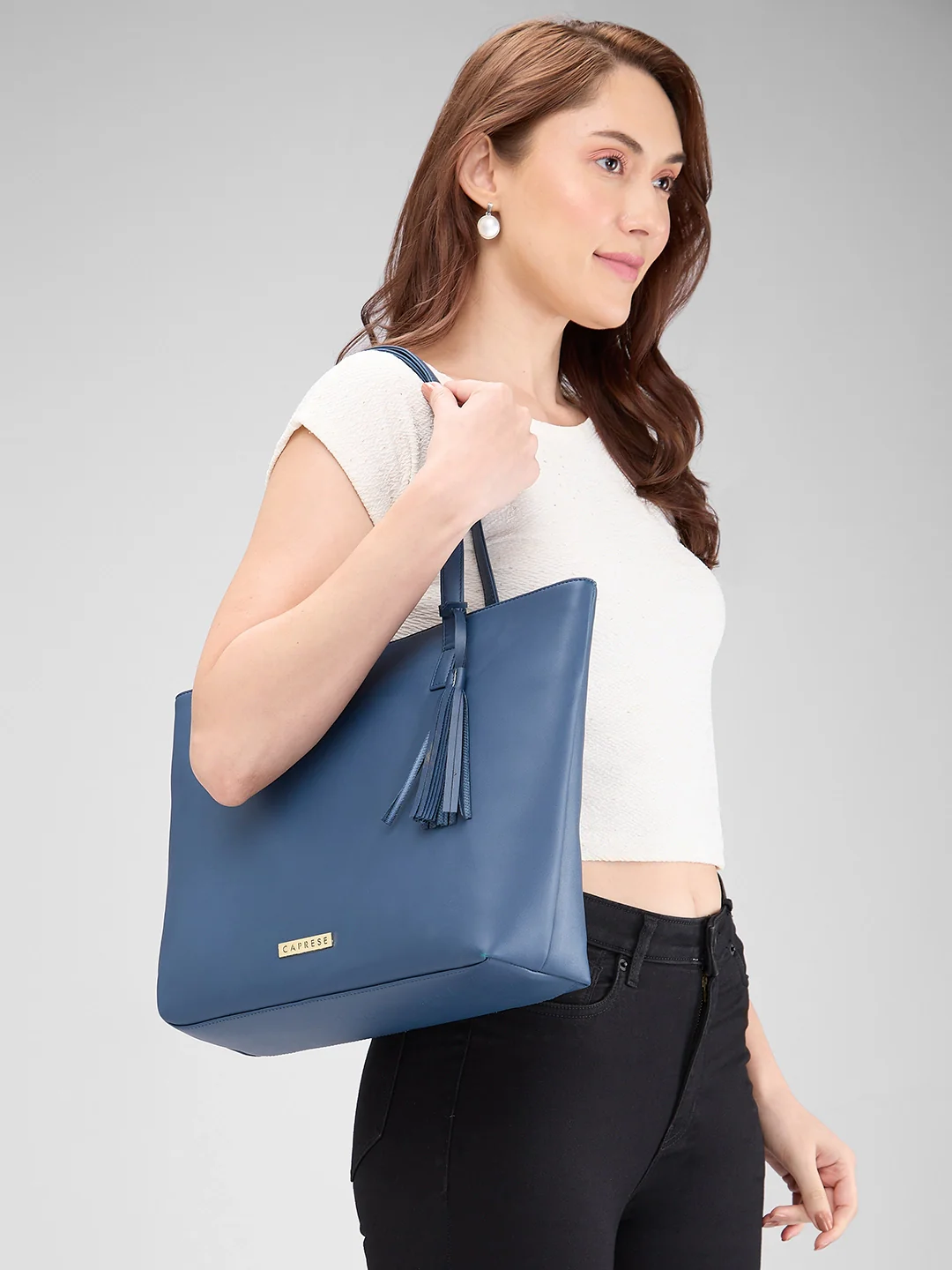 Caprese Vinci Medium Blue Tote Bag - Image 6