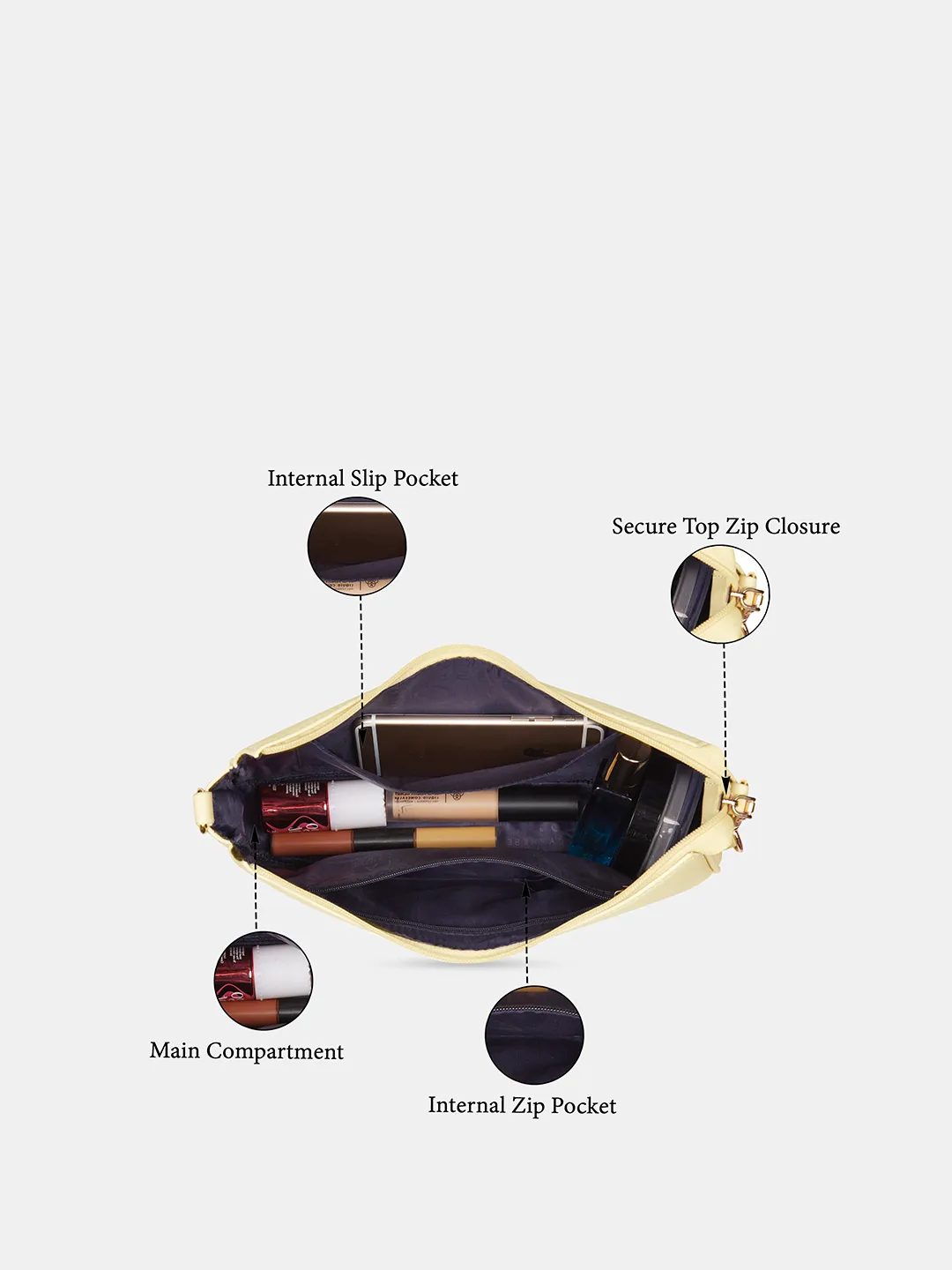 Caprese Visalia Medium Dark Beige Baguette Bag - Image 4
