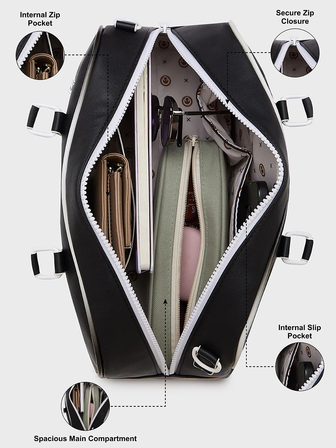 Caprese Vivian Large Black Duffle Bag - Image 6