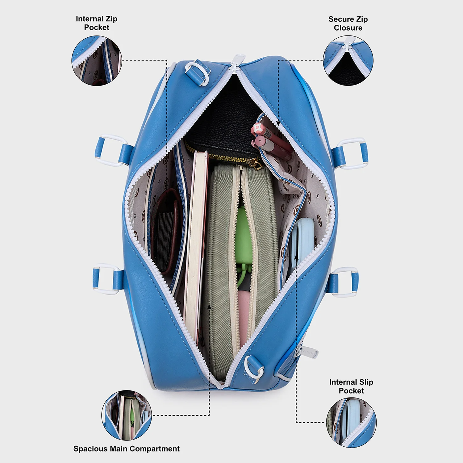 Caprese Vivian Large Blue Duffle Bag - Image 5