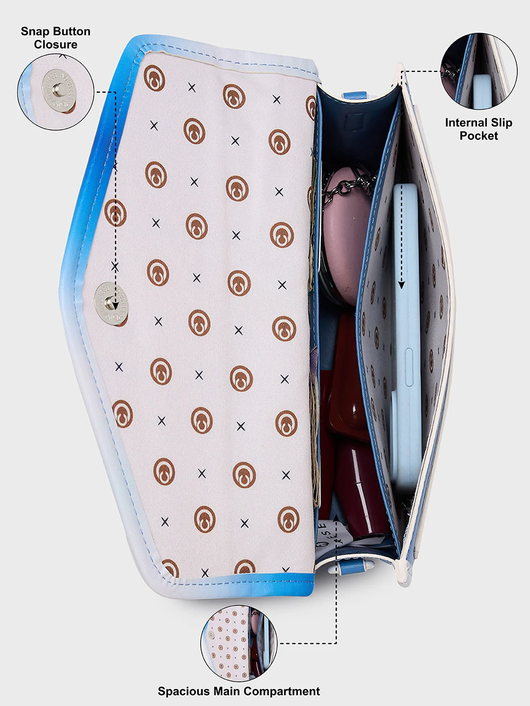 Caprese Vivian Medium Blue Sling Bag - Image 4