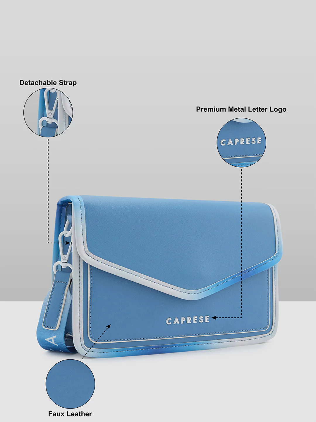 Caprese Vivian Medium Blue Sling Bag - Image 5