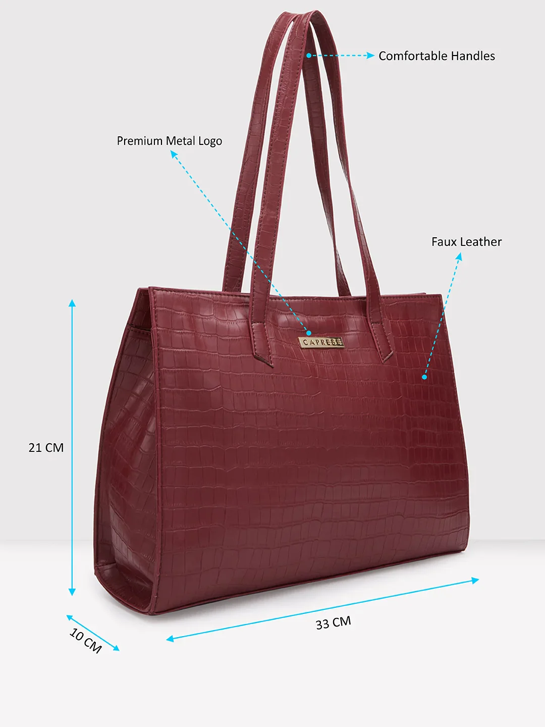 Caprese Westwood Croco Medium Maroon Tote Bag - Image 6
