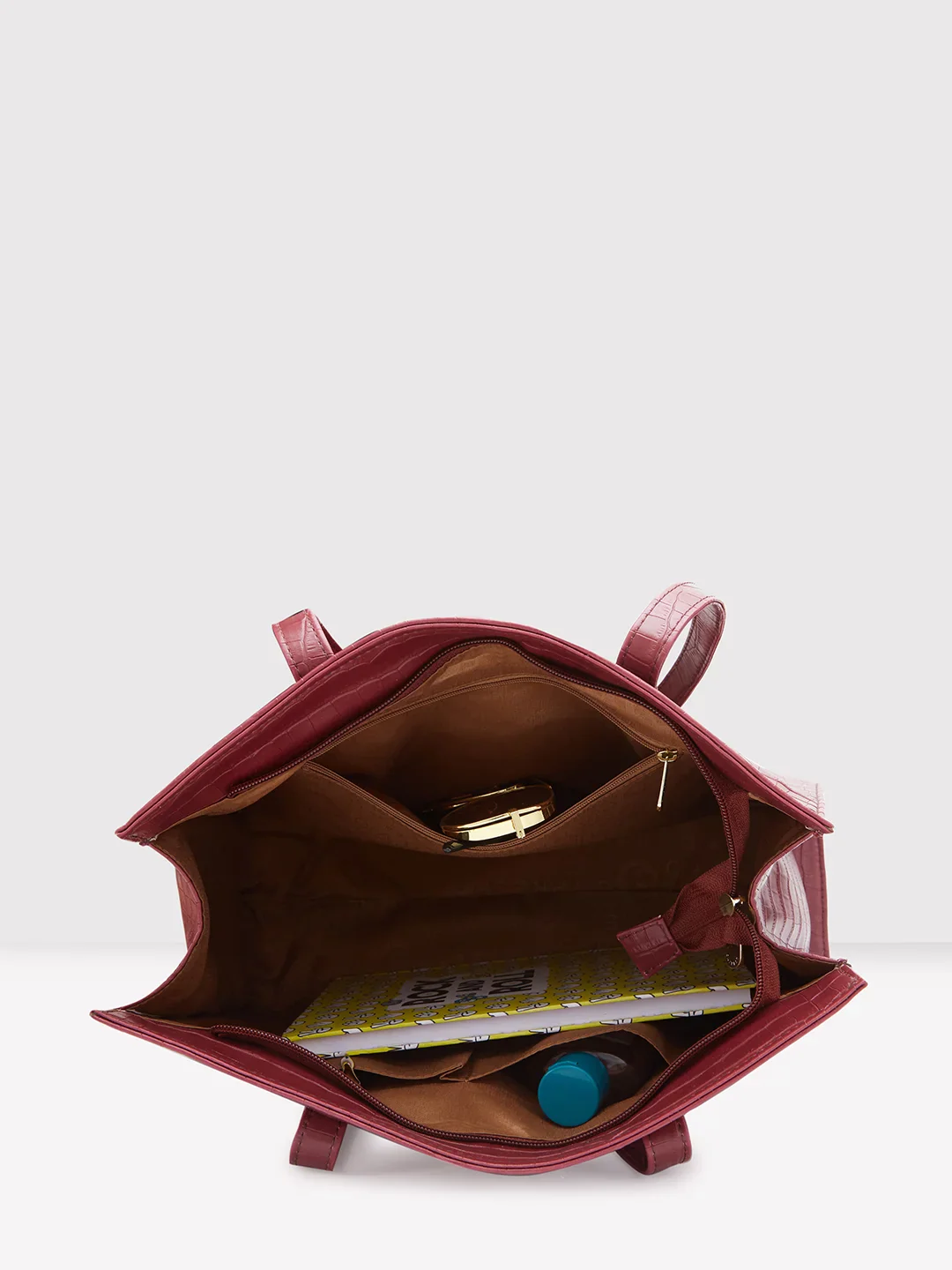 Caprese Westwood Croco Medium Maroon Tote Bag - Image 8