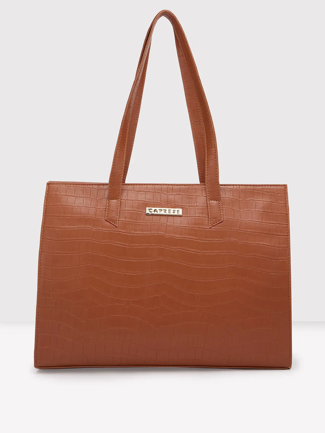 Caprese Westwood Croco Medium Tan Tote Bag