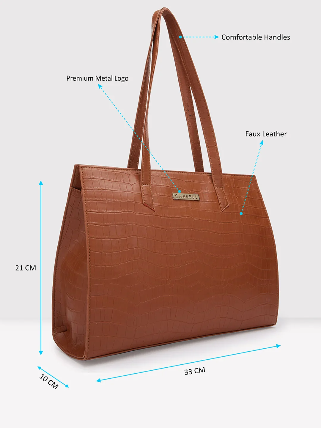 Caprese Westwood Croco Medium Tan Tote Bag - Image 6