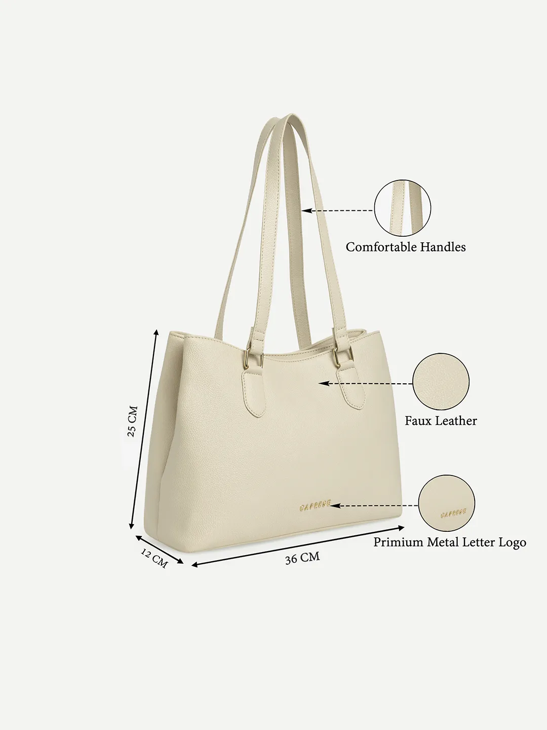 Caprese Wilma Medium Dark Beige Tote Bag - Image 3
