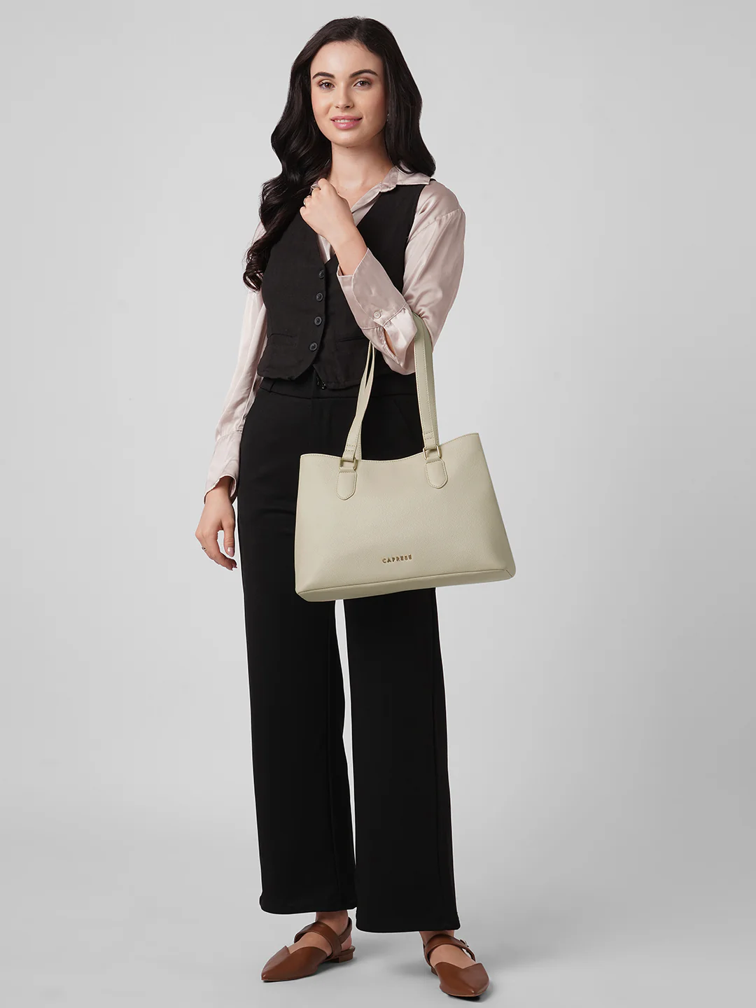 Caprese Wilma Medium Dark Beige Tote Bag - Image 7