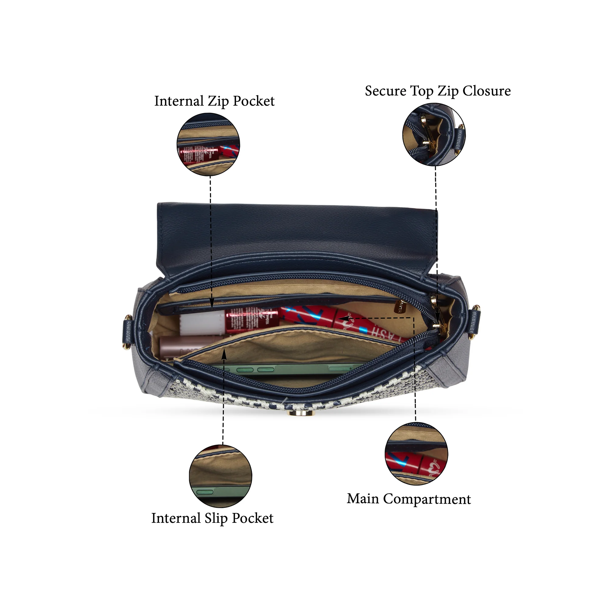 Caprese  Wind Small Midnight Blue Satchel Bag - Image 7