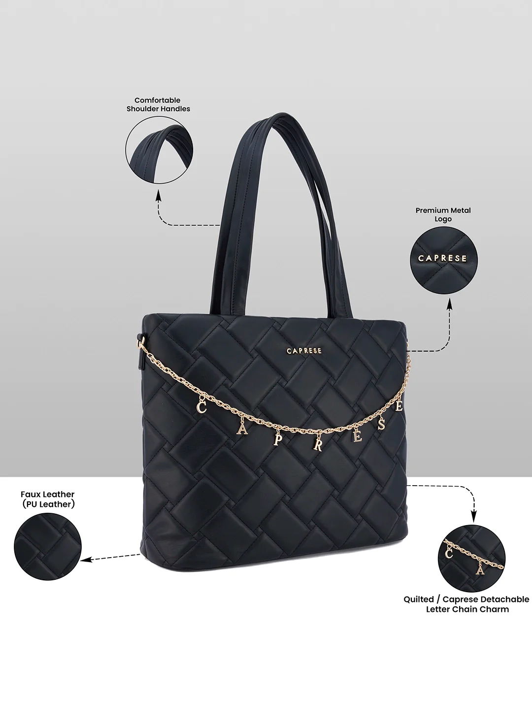 Caprese Winter Large Black Tote Bag - Image 3