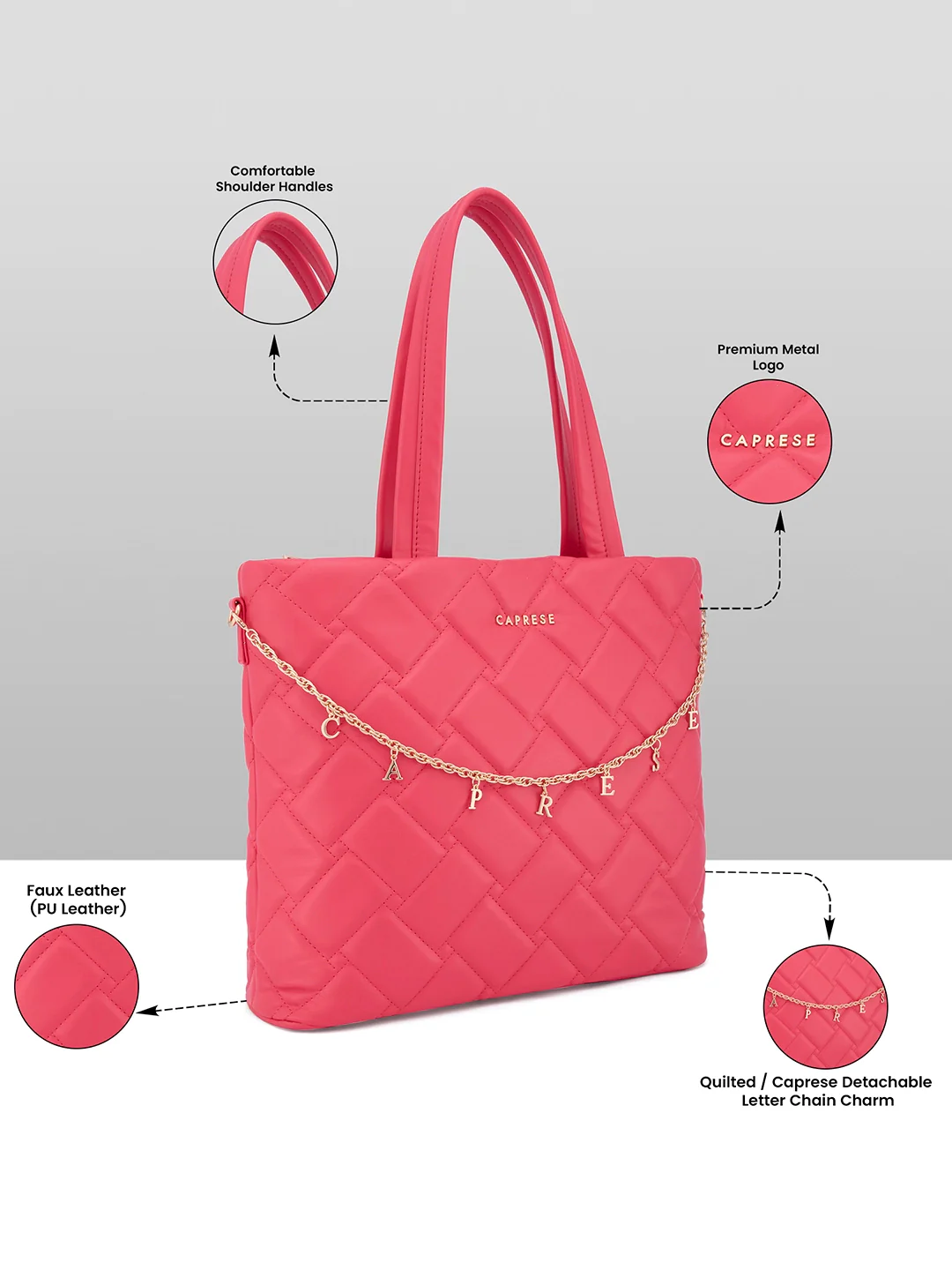 Caprese Winter Large Fuchsia Tote Bag - Image 4
