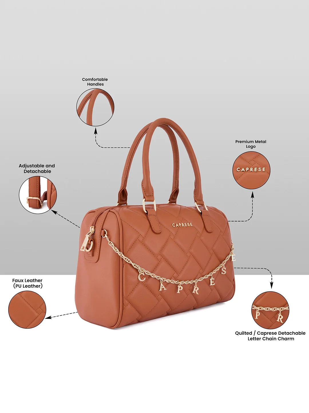 Caprese Winter Large Tan Satchel Bag - Image 3