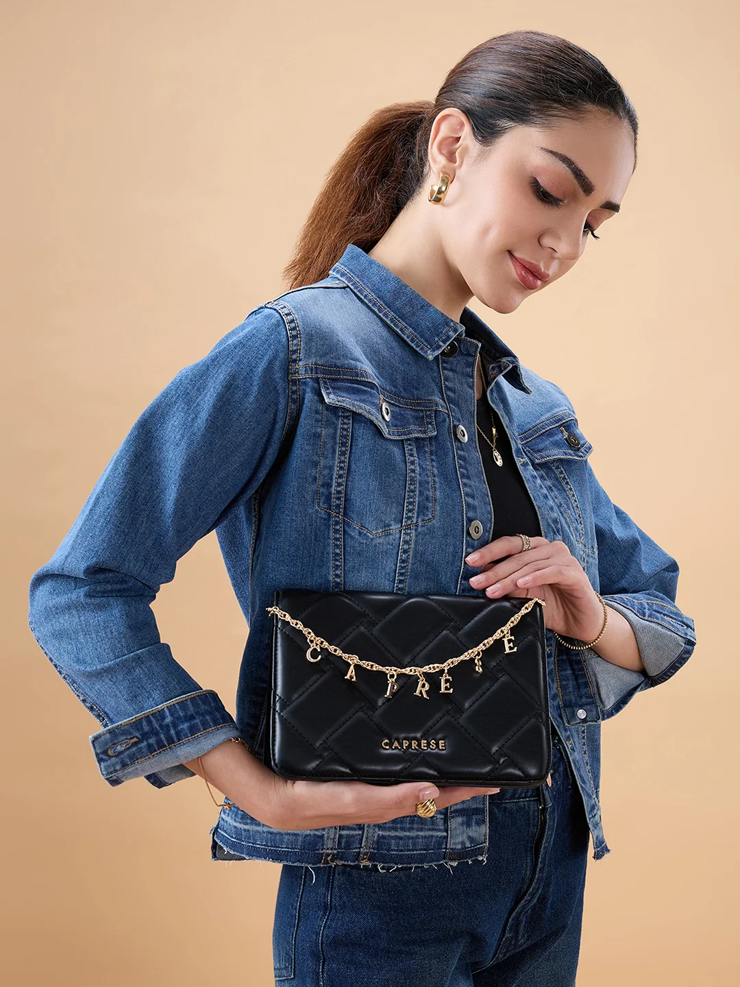 Caprese Winter Medium Black Sling Bag - Image 2