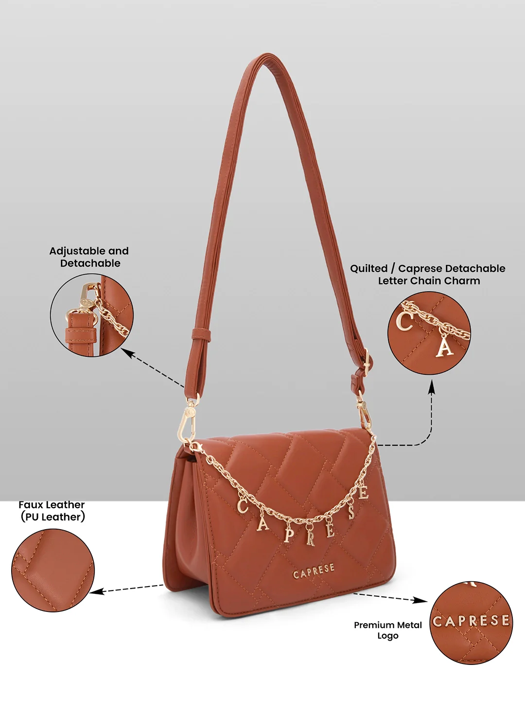 Caprese Winter Medium Tan Sling Bag - Image 3
