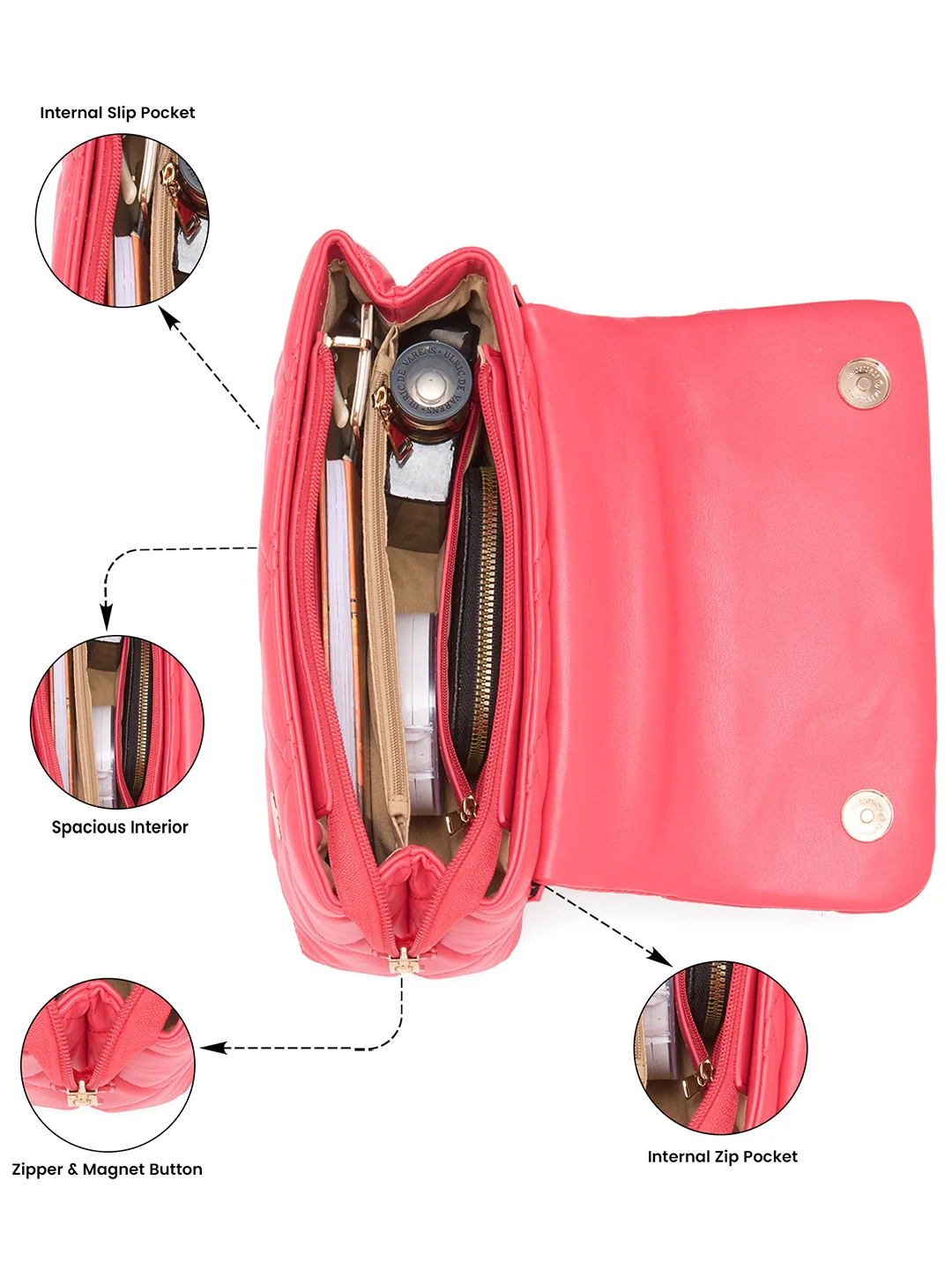 Caprese Winter Small Fuchsia Satchel Bag - Image 4