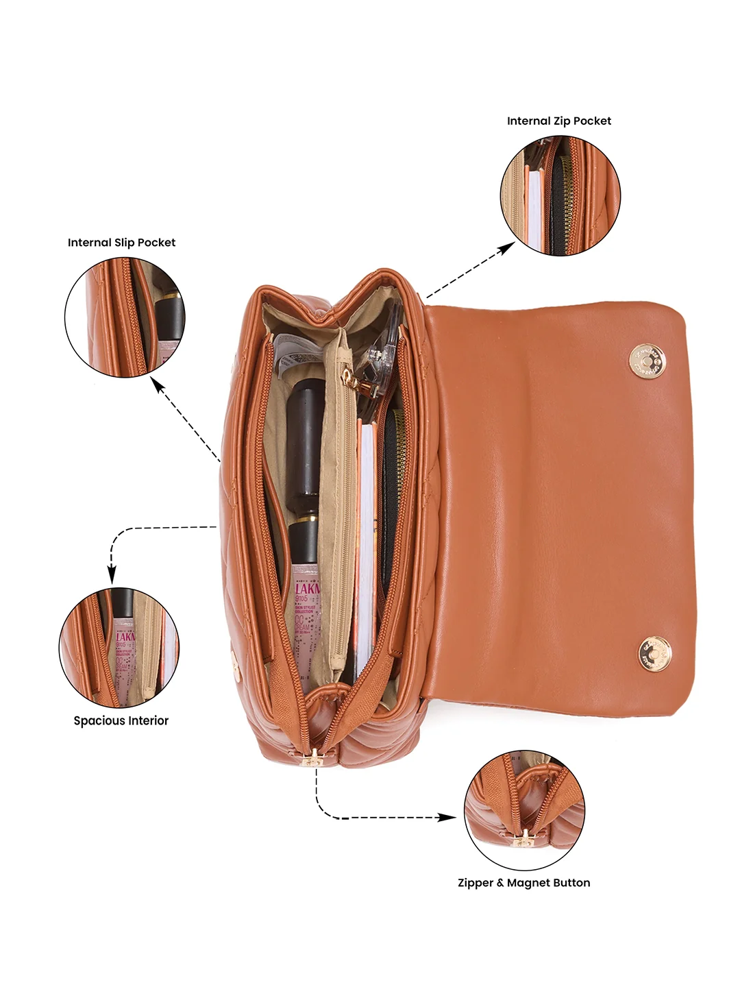 Caprese Winter Small Tan Satchel Bag - Image 4