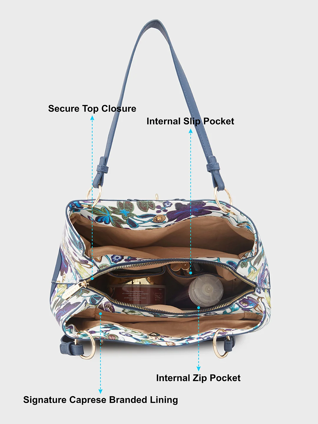 Caprese Wren Large Blue Satchel Bag - Image 13
