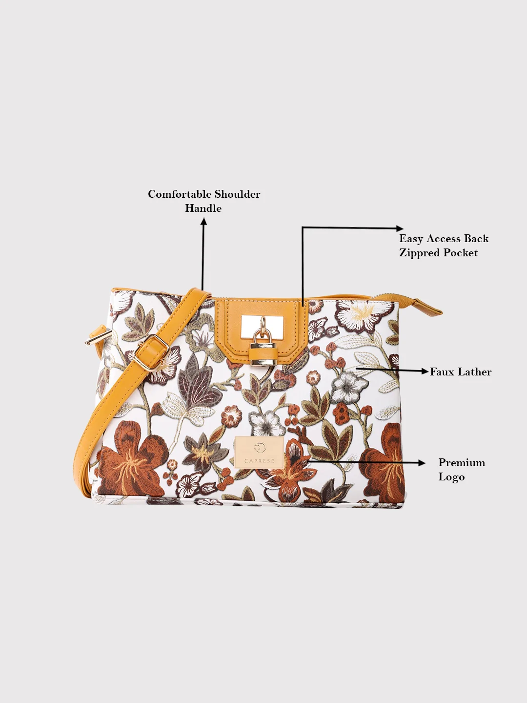 Caprese Wren Small Ochre Sling Bag - Image 3