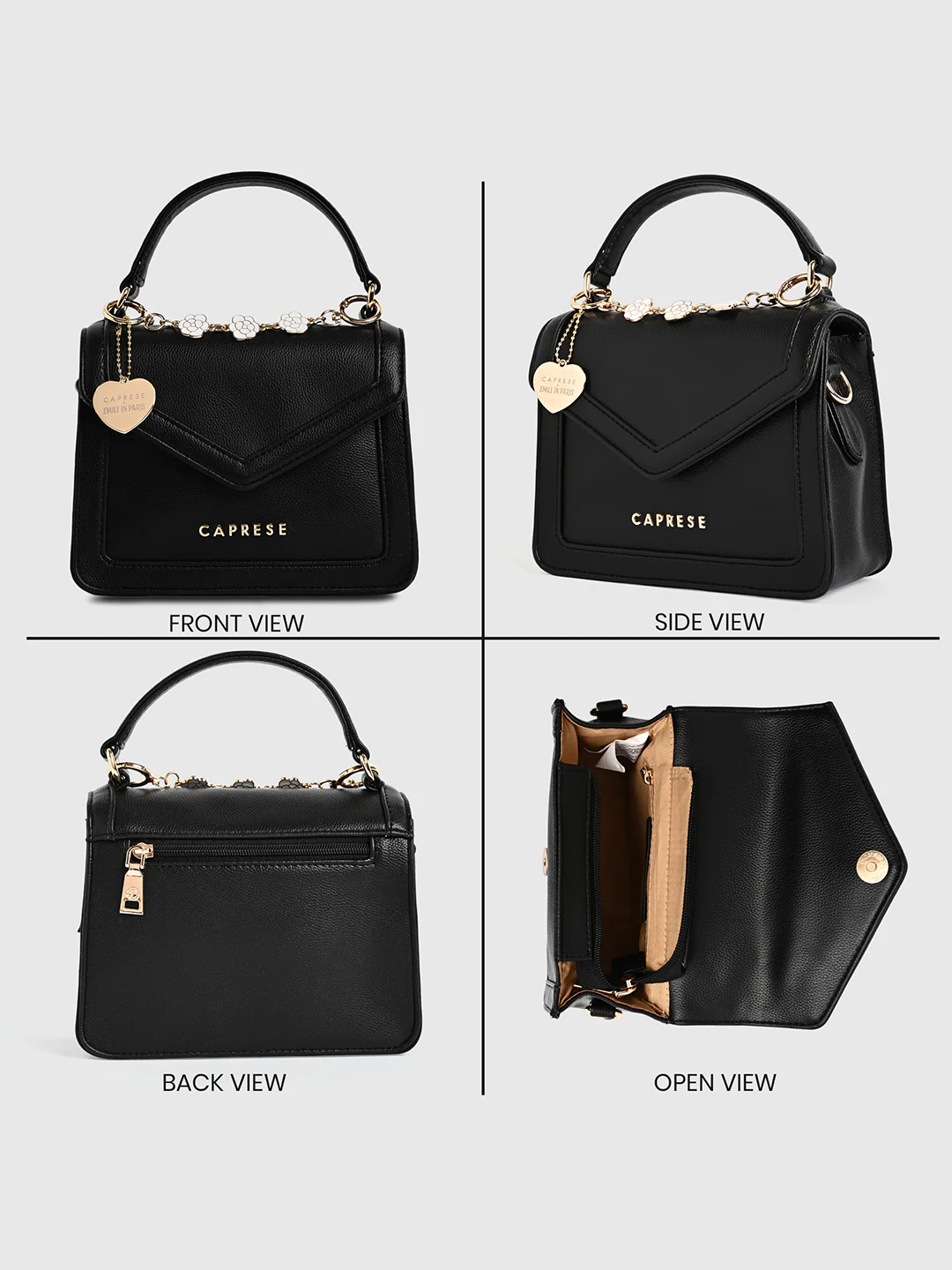 Caprese X Emily in Paris Tiara Small Black Satchel Bag - Image 10