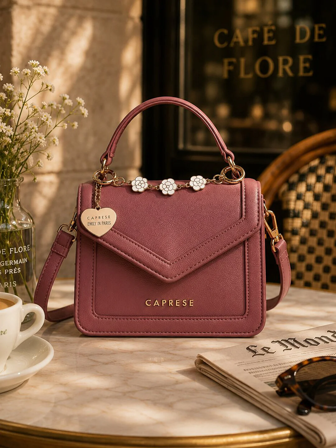 Caprese X Emily in Paris Tiara Small Blush Satchel Bag - Image 2