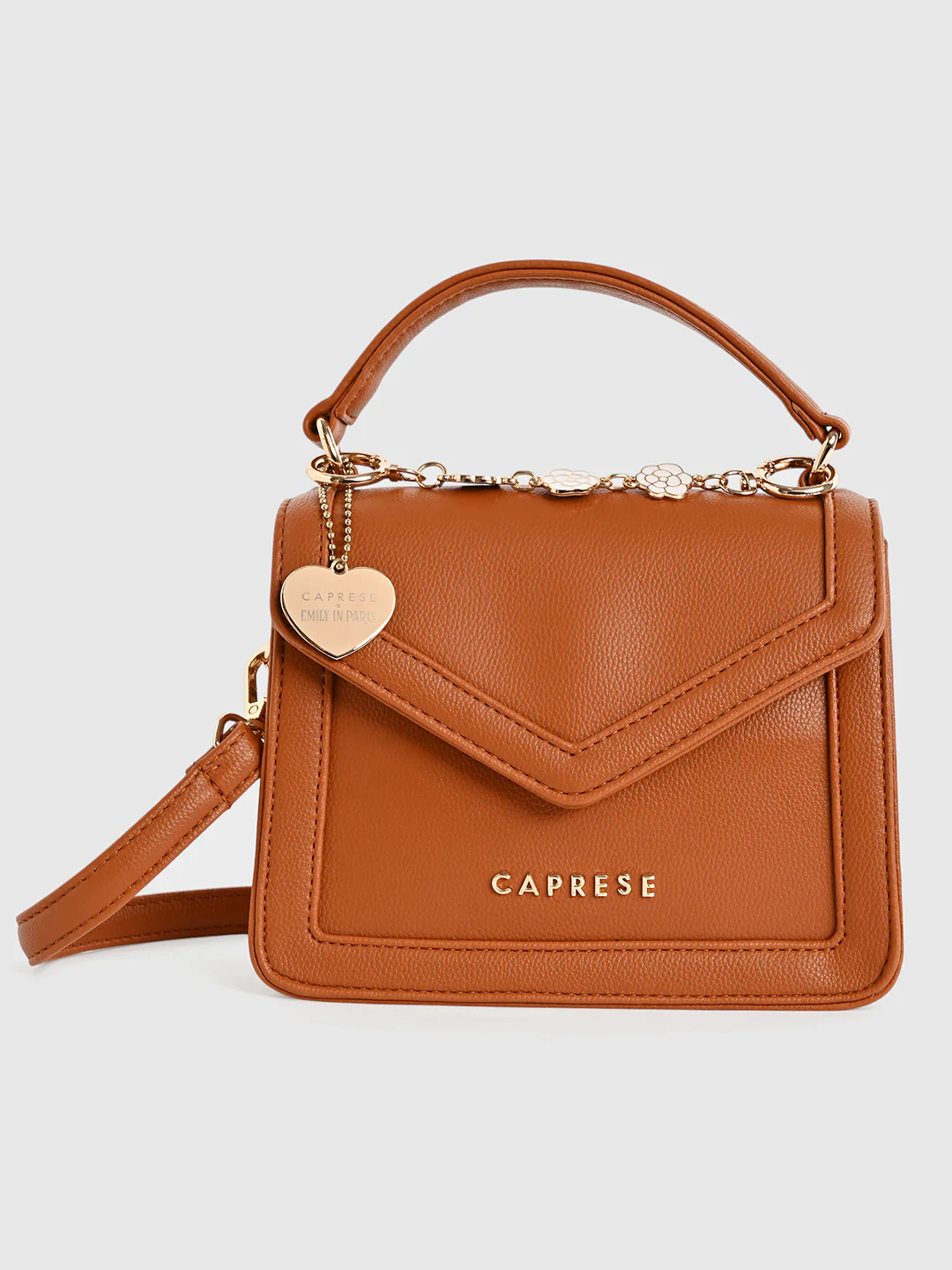 Caprese X Emily in Paris Tiara Small Tan Satchel Bag - Image 15