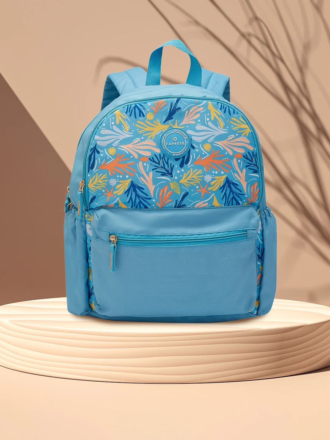 Caprese Xenia Medium Light Blue Printed Backpack - Image 11
