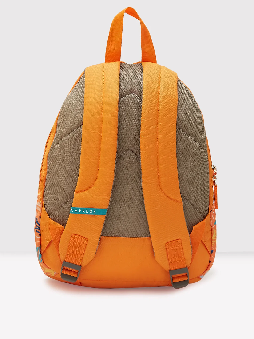 Caprese Xenia Medium Orange Printed Backpack - Image 3