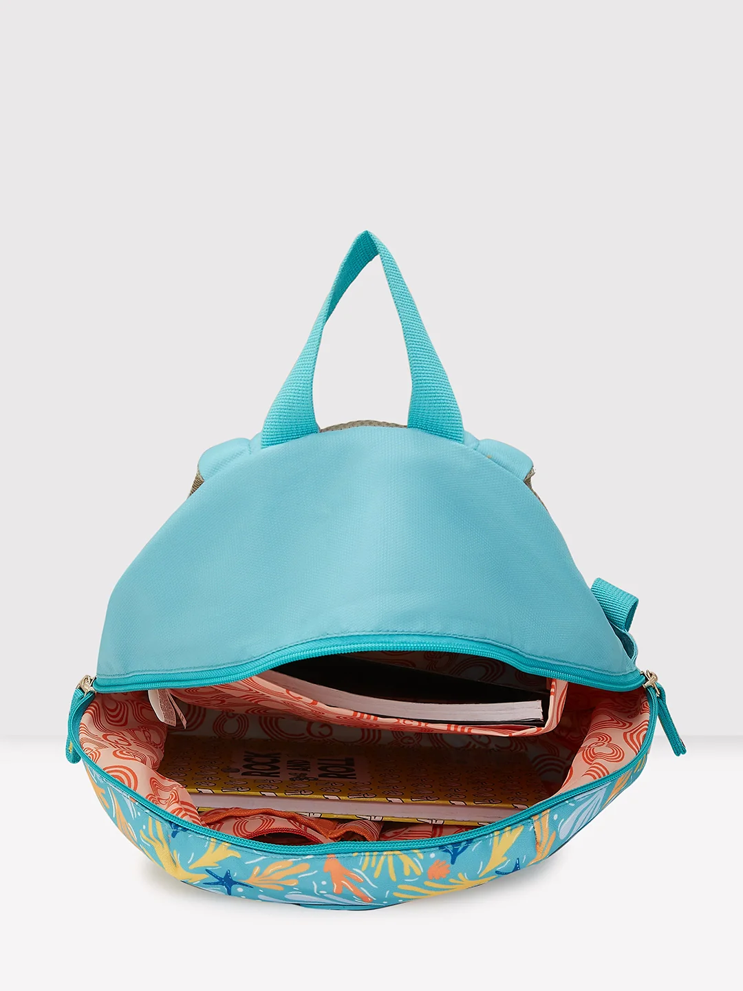Caprese Xenia Medium Turquoise Printed Backpack - Image 6