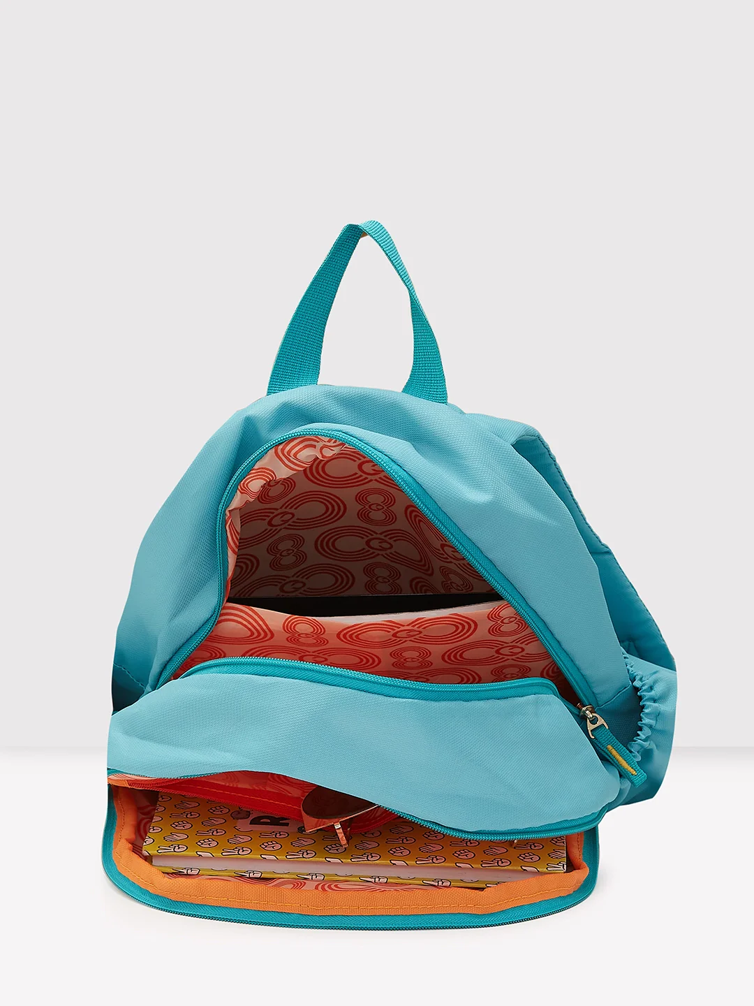 Caprese Xenia Medium Turquoise Printed Backpack - Image 6