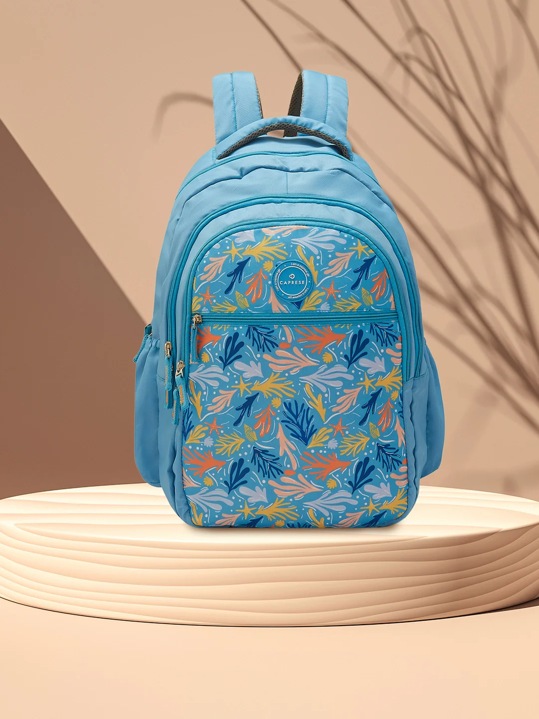 Caprese Xenia Large Printed Light Blue Laptop Backpack - Image 11