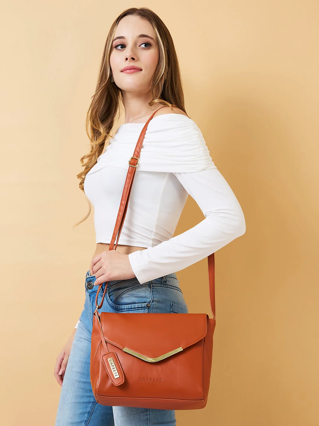 Caprese Yondella Medium Tan Sling Bag - Image 2