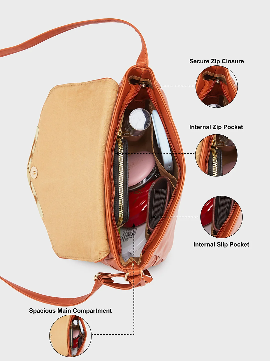Caprese Yondella Medium Tan Sling Bag - Image 7