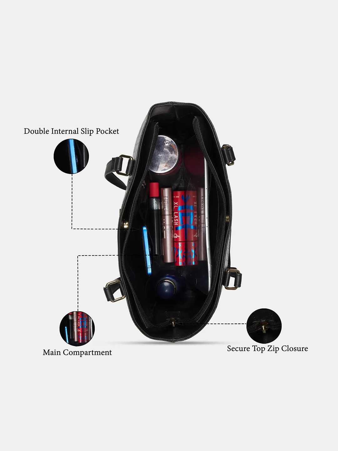 Caprese York Medium Black Tote Bag - Image 4