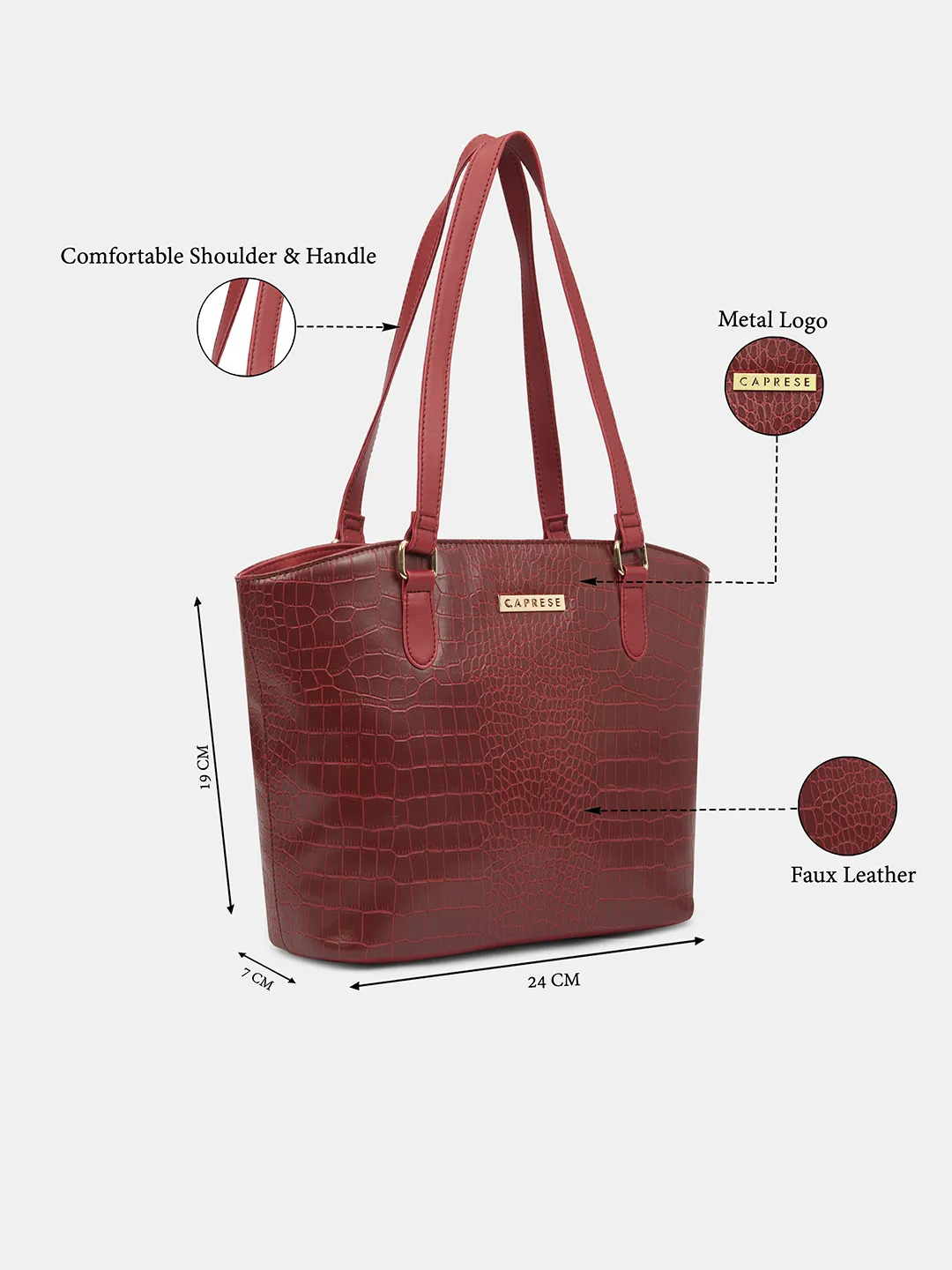 Caprese York Medium Cherry Red Tote Bag - Image 3